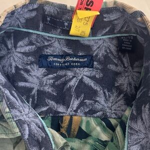 Tommy Bahama Navy and Green Palm Men's Shirt